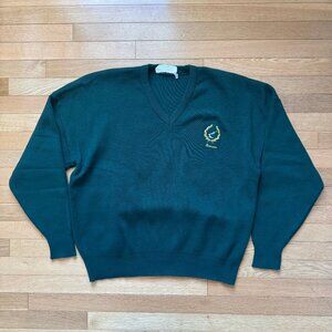 Vintage Mens V-Neck Sweater Ireland Embroidered - Green